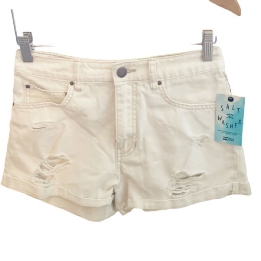 Billabong Distressed High Rise Cuffed Denim Shorts